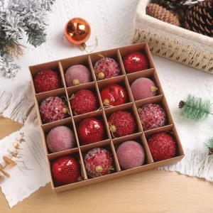 16pcs Sparkling Crystal Christmas Tree Ornaments with Sequins and Stars