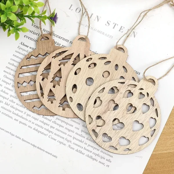 8/10pcs Wooden Snowflake Christmas Tree Ornaments - Image 5