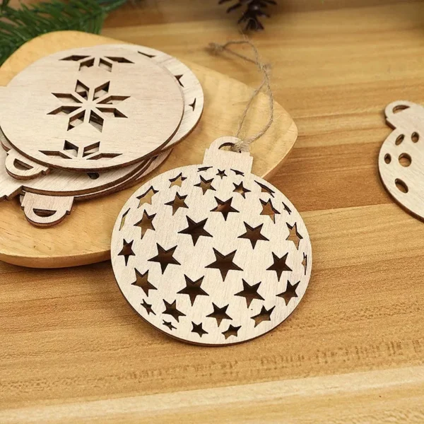 8/10pcs Wooden Snowflake Christmas Tree Ornaments - Image 6