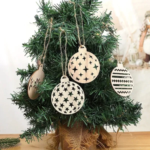 8/10pcs Wooden Snowflake Christmas Tree Ornaments - Image 3
