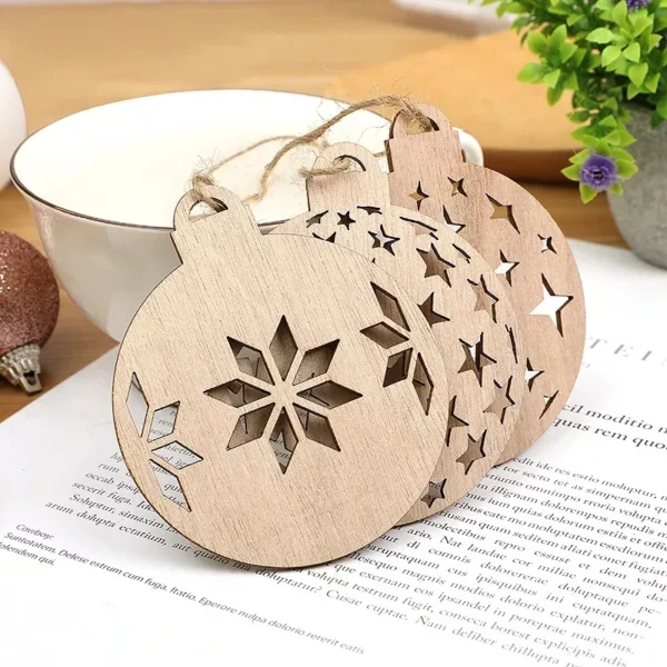 8/10pcs Wooden Snowflake Christmas Tree Ornaments - Image 4