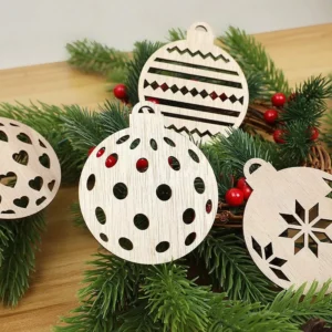 8/10pcs Wooden Snowflake Christmas Tree Ornaments