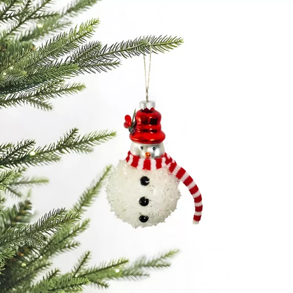 Glass Santa Claus and Snowman Christmas Tree Ornaments - Image 5