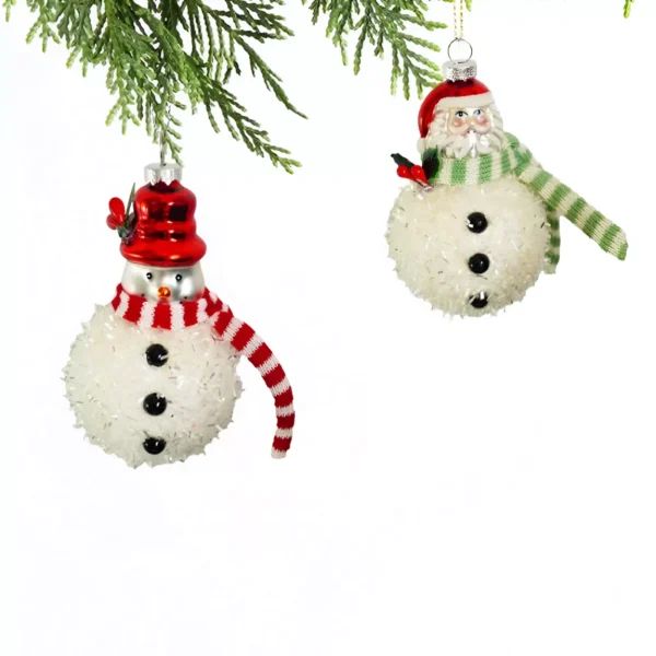 Glass Santa Claus and Snowman Christmas Tree Ornaments - Image 4
