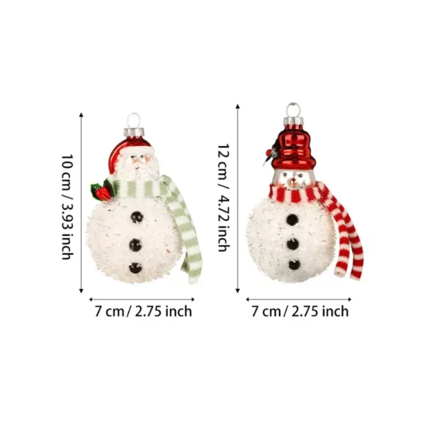 Glass Santa Claus and Snowman Christmas Tree Ornaments - Image 6