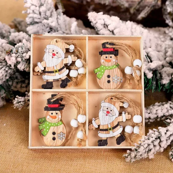 Elegant Wooden Snowflake Christmas Tree Ornaments - Image 6
