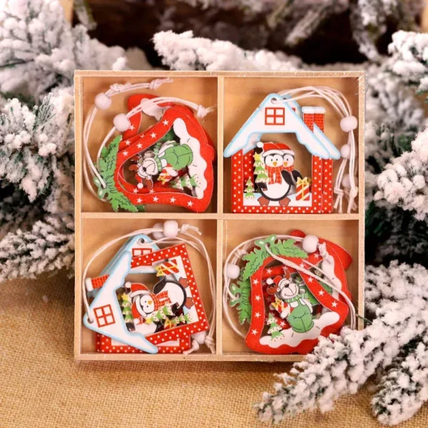 Elegant Wooden Snowflake Christmas Tree Ornaments - Image 3