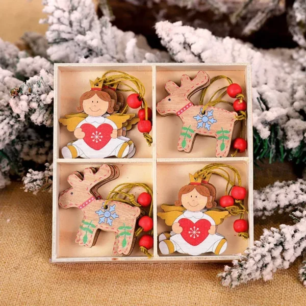 Elegant Wooden Snowflake Christmas Tree Ornaments - Image 5