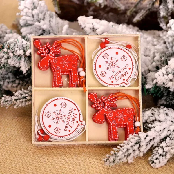 Elegant Wooden Snowflake Christmas Tree Ornaments - Image 4