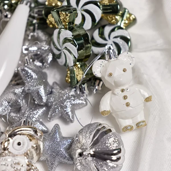 Silver Gray Christmas Tree Ornaments Set - Image 4