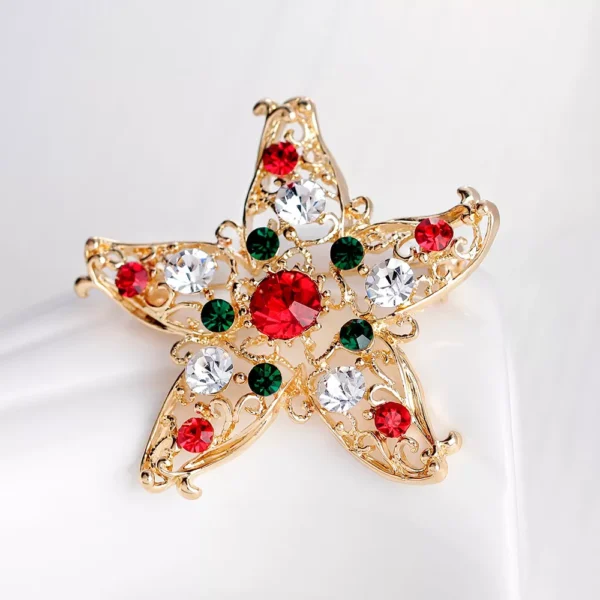 Elegant Christmas Rhinestone Brooches - Festive Tree, Santa, Elk, and More - Image 7