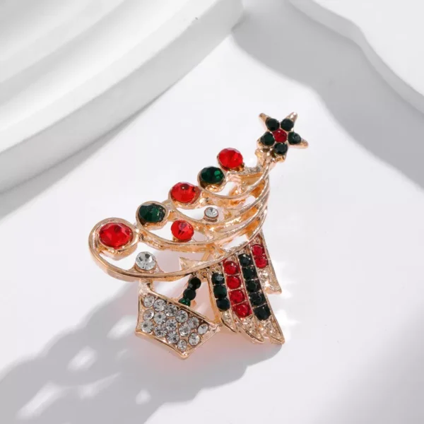 Elegant Christmas Rhinestone Brooches - Festive Tree, Santa, Elk, and More - Image 3