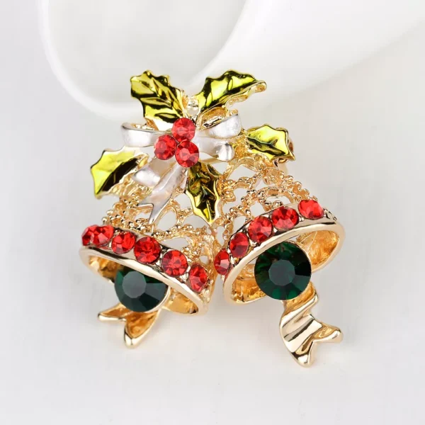 Elegant Christmas Rhinestone Brooches - Festive Tree, Santa, Elk, and More - Image 6