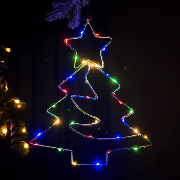 Christmas Tree Iron Frame LED Light Hanging Ornament - Image 2