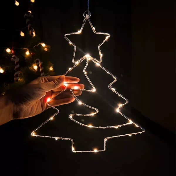 Christmas Tree Iron Frame LED Light Hanging Ornament - Image 3