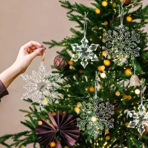3-Piece Transparent Acrylic Snowflake Ornaments for Christmas Tree & Home Decor