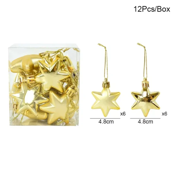 12Pcs Gold Star Christmas Tree Ornaments - Image 6