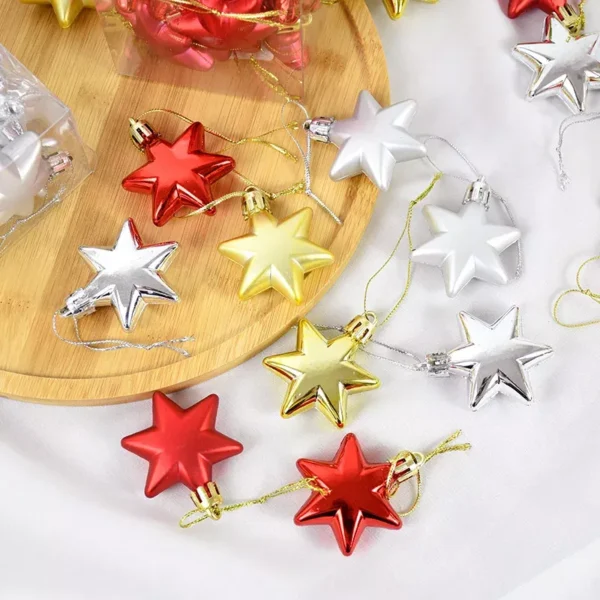 12Pcs Gold Star Christmas Tree Ornaments - Image 2
