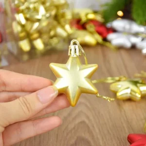 12Pcs Gold Star Christmas Tree Ornaments