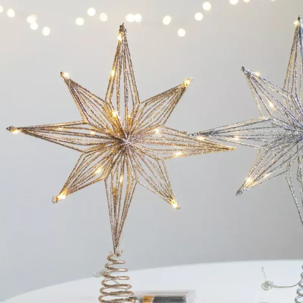 Illuminated Christmas Star Tree Topper with Warm White Lights - Image 5