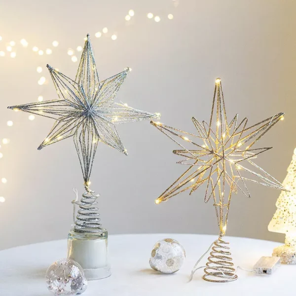 Illuminated Christmas Star Tree Topper with Warm White Lights - Image 6
