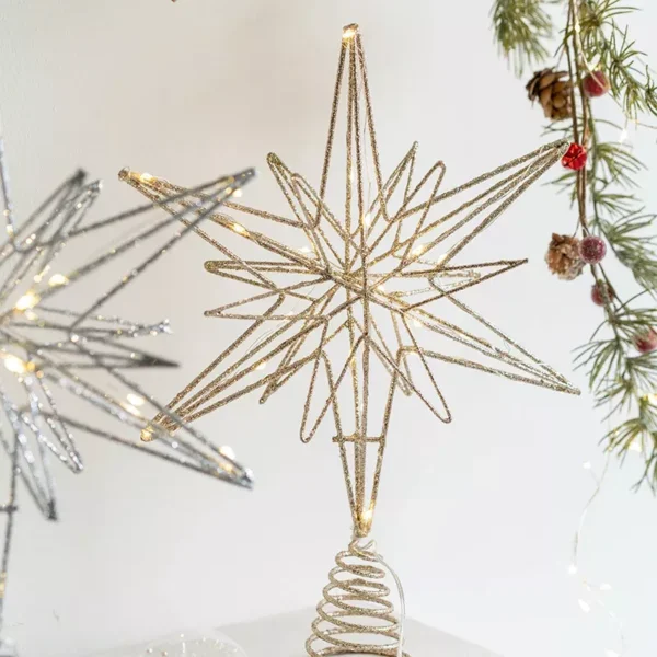 Illuminated Christmas Star Tree Topper with Warm White Lights - Image 4