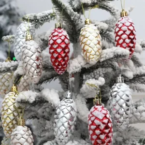 5-Pack Painted Pine Cone Balls – Charming Christmas Tree Ornaments