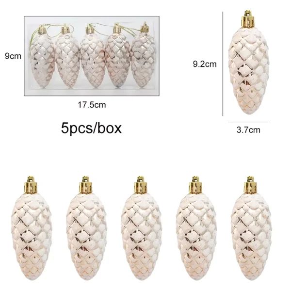 5-Pack Painted Pine Cone Balls – Charming Christmas Tree Ornaments - Image 7
