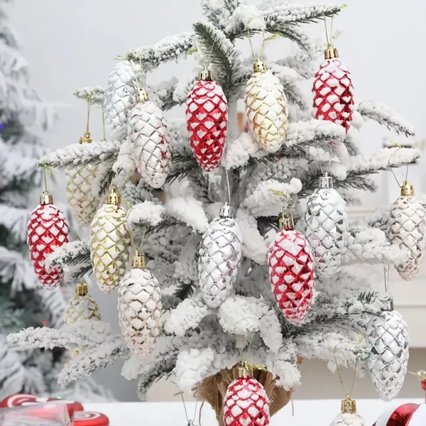5-Pack Painted Pine Cone Balls – Charming Christmas Tree Ornaments - Image 3