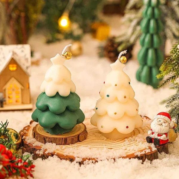 Fluffy Layered Christmas Tree Candle - Festive Aromatherapy Decor - Image 2