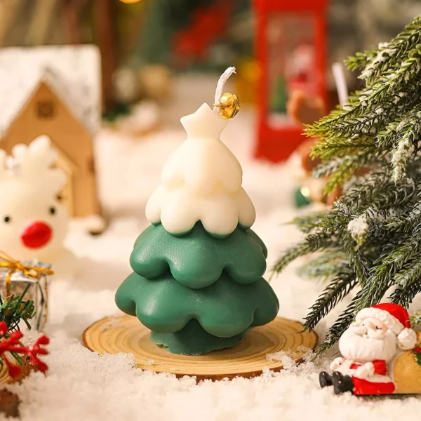 Fluffy Layered Christmas Tree Candle - Festive Aromatherapy Decor - Image 5