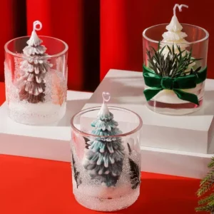 Festive Christmas Tree Candles in Jars - Scented Holiday Decor