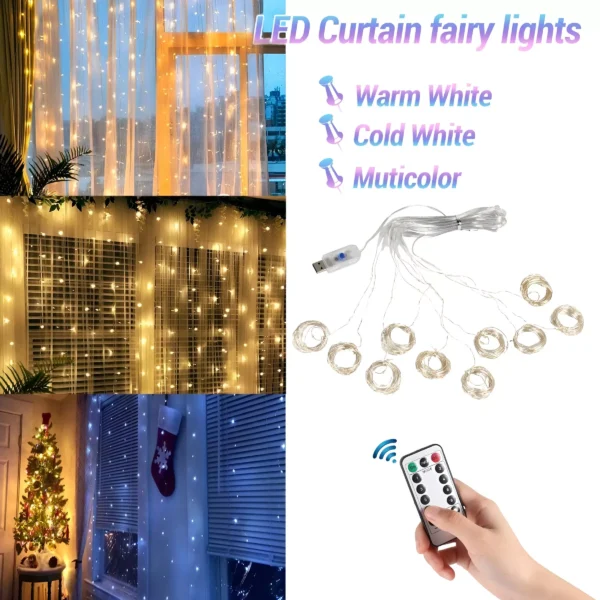 LED Christmas Curtain Lights - Image 3