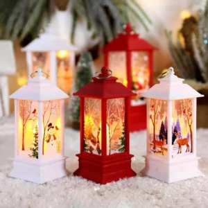 Santa Claus and Snowman Lantern Light
