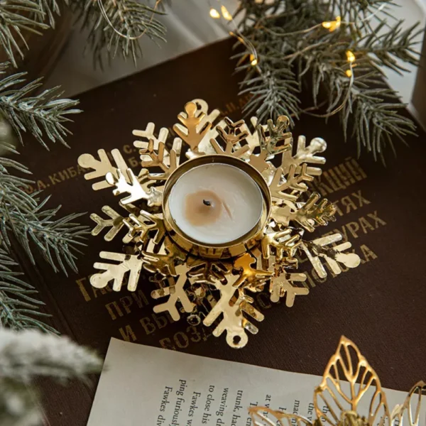 Christmas Metal Snowflake Candle Holders - Image 3