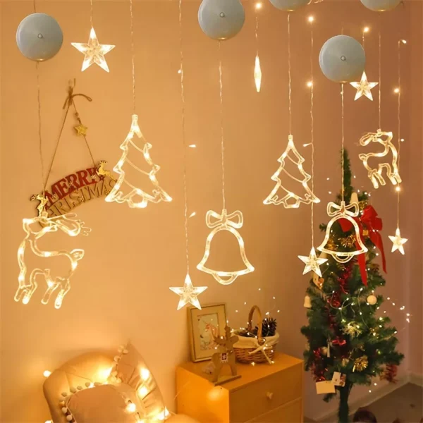 Festive LED Snowflake, Santa, and Deer Hanging Ornaments for Christmas - Image 3