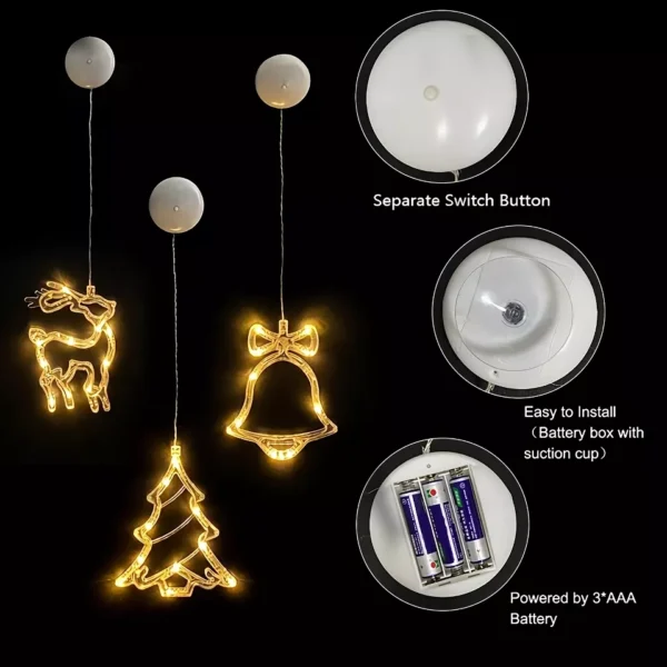 Festive LED Snowflake, Santa, and Deer Hanging Ornaments for Christmas - Image 7