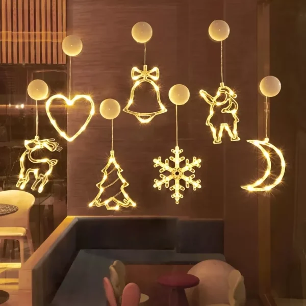 Festive LED Snowflake, Santa, and Deer Hanging Ornaments for Christmas - Image 6