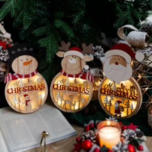 Festive Wooden Santa Claus, Elk, and Snowman Ornaments for Holiday Decor