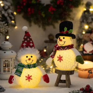 LED Christmas Snowman and Santa Doll Decorations for Holiday Cheer