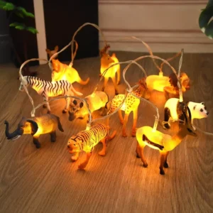 Safari Animal String Lights - 10 LED Jungle Fairy Lights for Kids' Parties