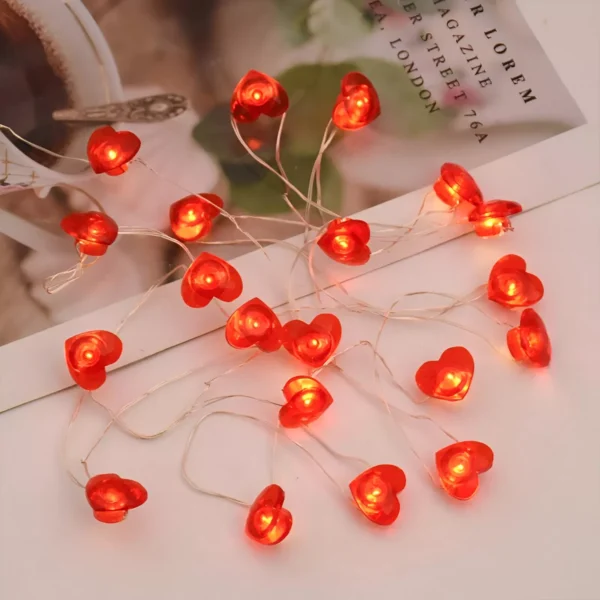 2M 20LED Red Heart LED Fairy Light String - Image 4