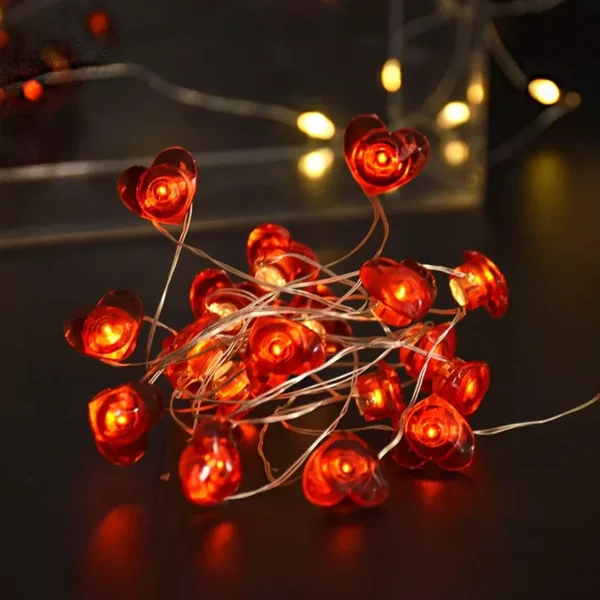 2M 20LED Red Heart LED Fairy Light String - Image 3