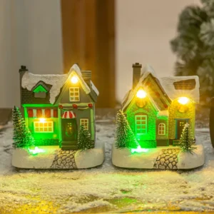Charming Christmas Village Scene with LED Light for Festive Decor