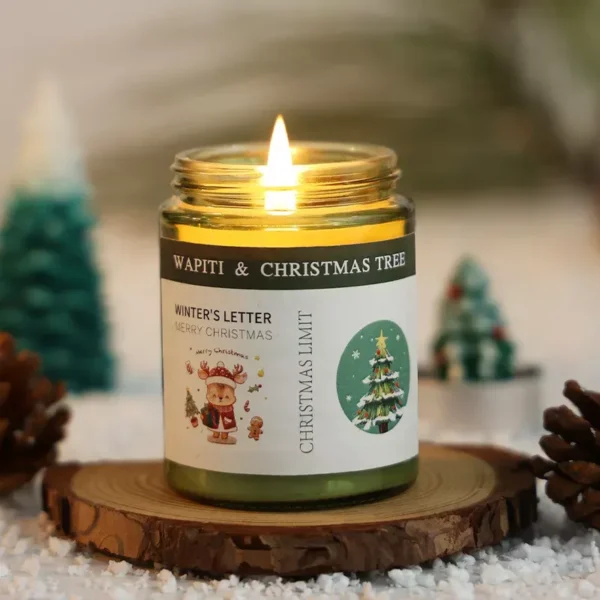 Christmas Scented Candle in Glass Jar - Juniper Lavender Aromatic Candle - Image 5