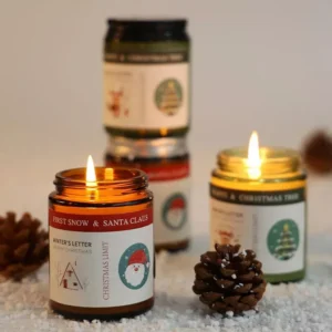 Christmas Scented Candle in Glass Jar - Juniper Lavender Aromatic Candle