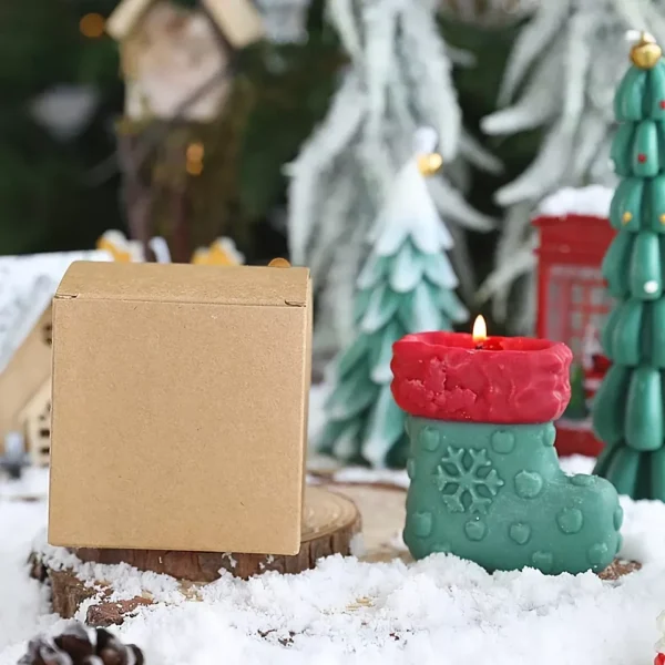 Christmas Boot Shaped Scented Candle - Festive Table Decoration - Image 6
