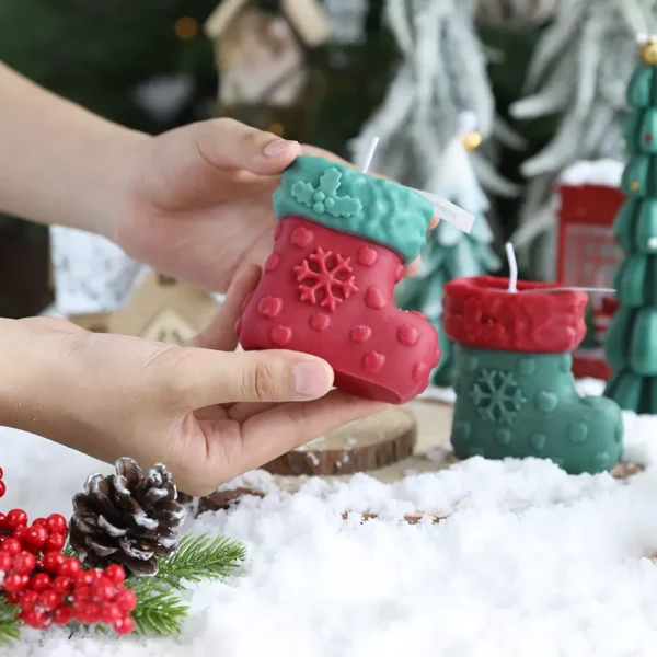 Christmas Boot Shaped Scented Candle - Festive Table Decoration - Image 5