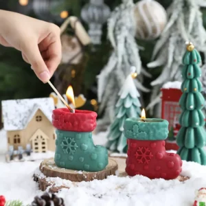 Christmas Boot Shaped Scented Candle - Festive Table Decoration