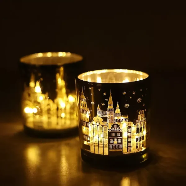Elegant Glass Candle Holders - Eco-Friendly Christmas Decor - Image 2